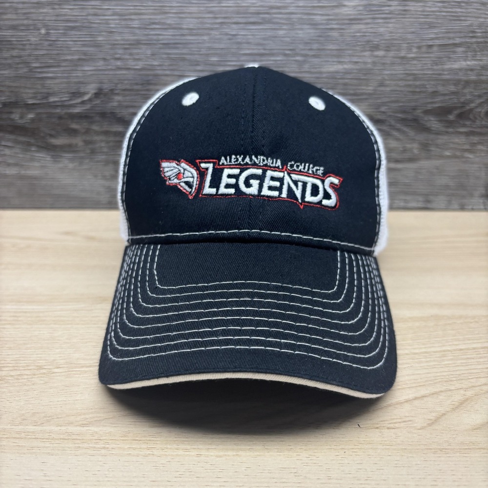 Alexandria College Legends Hat Cap Strap Back Mens Black White